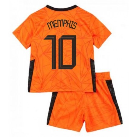 Billiga Fotbollströjor Nederländerna Memphis Depay 10 Barn Hemma tröja EM 2020 Kortärmad
